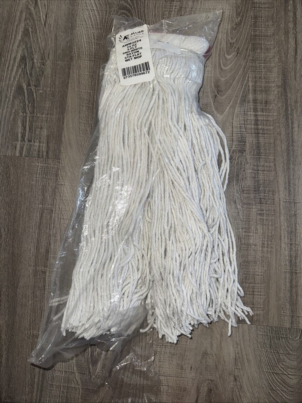 Allied Eagle AWM3224 24 Oz 4 Ply Rayon Sta Flat Wet Mop Head Snow White New